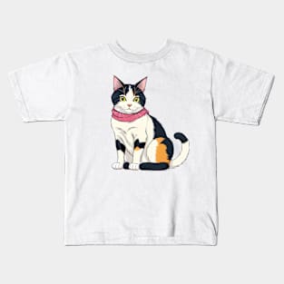 Funny cute kitty kitten fashion scarf hipster cat Kids T-Shirt